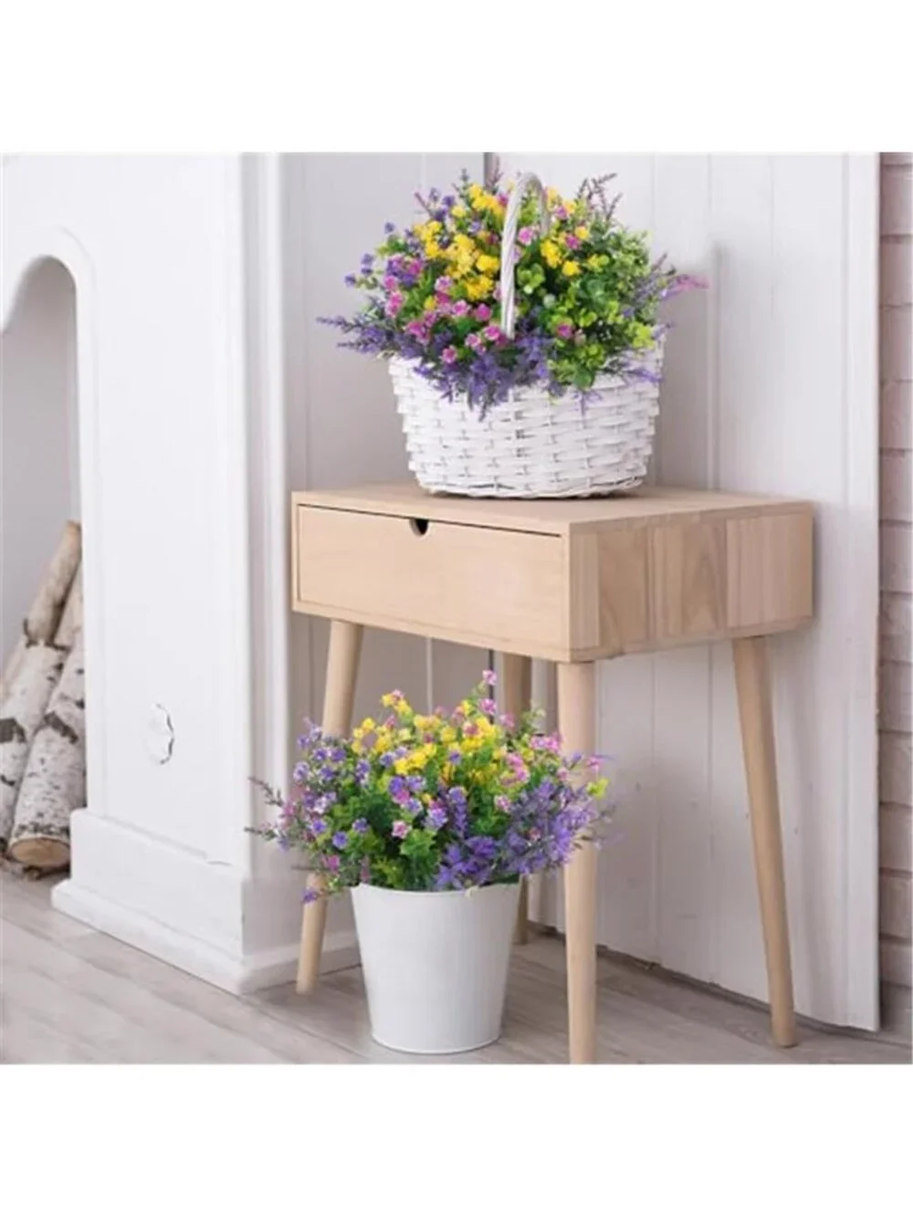 Artificial Outdoor Flowers UV Resistant Faux Daisy Hanging Planter Porch Decor